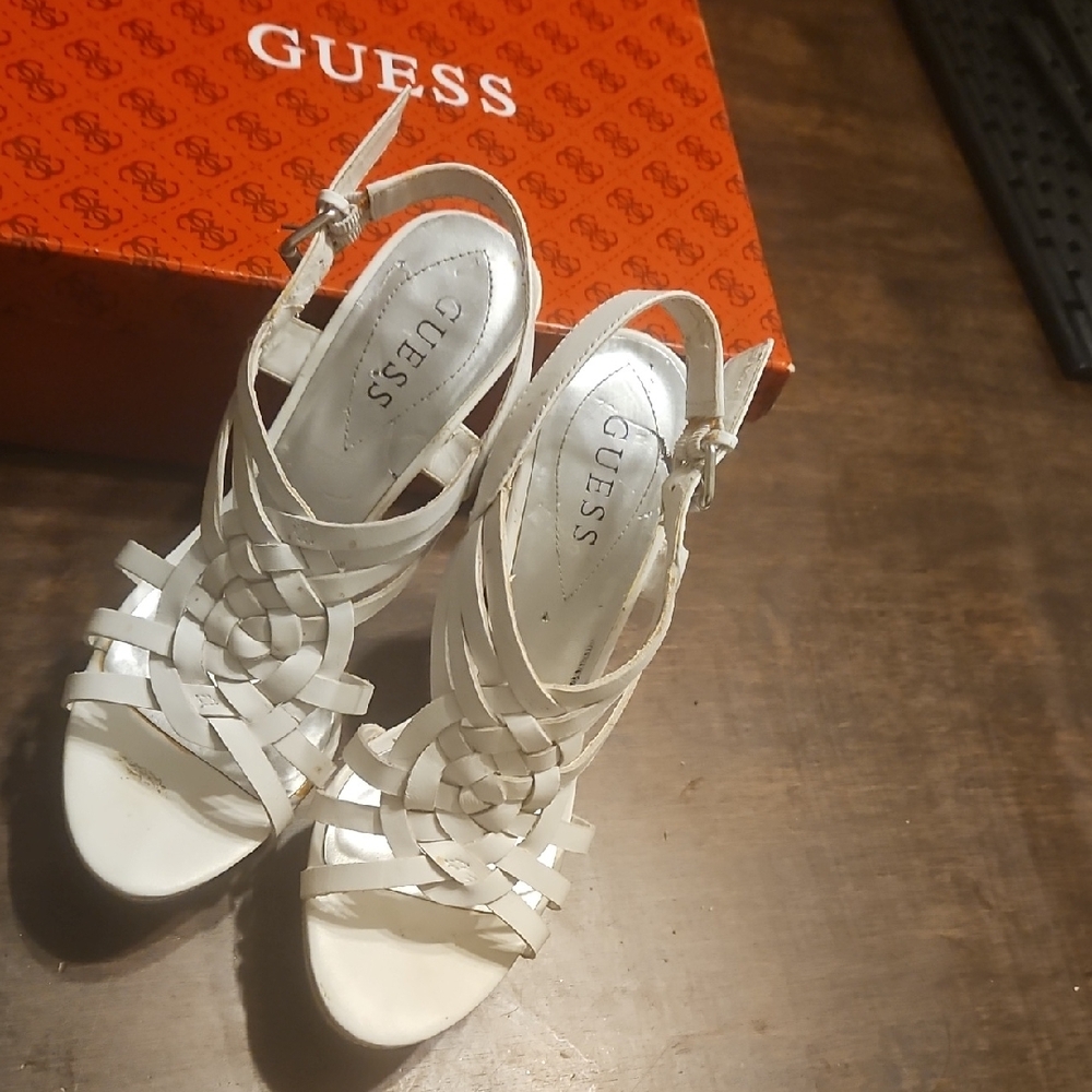 Guess Elegant White Strappy Heels